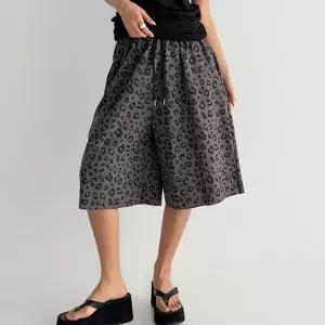 여자 호피 버뮤다팬츠 와이드핏 밴딩 여름 반바지