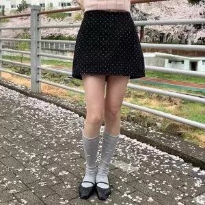 여자 봄 여름 슬림 도트 미니스커트