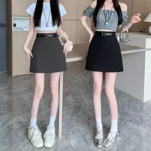 스커트 여성용 그레이 미니 오피스룩 여름 아이템 트렌디 힙업 방지 정장 비침 A라인 트임 HT2