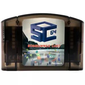 N64 비디오 게임 콘솔용 리트로텍 서머 카트 64 멀티 카트리지 블랙 투명 LED 버전