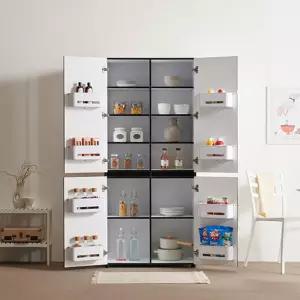 내부바스켓 양문형 키큰 미니멀 블랙엣지 주방 팬트리 수납장(80cm) 그릇