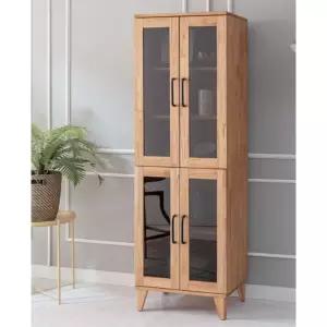 감성 유리원목 키큰 주방 수납장 60cm / 그릇 다이닝룸 그릇장 캐비닛 가구