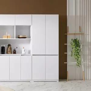 와이드 높은 200cm 화이트 주방 대용량 수납장(80x42cm) 가구 키큰 그릇장