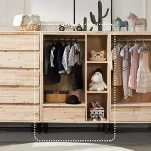 무도장 내츄럴 삼나무 오픈선반 아기 행거(80cm) 가구 수납장 유아옷 키즈