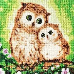 TBZ 엄마와 아기 부엉이 (캔버스) 보석십자수 30x30