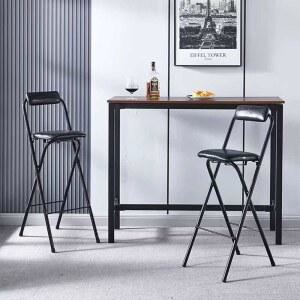 접이식 바의자 바텐 높이 가죽 간이 촬영 매장 홈바 매장 스툴 의자 쿠션 시트 두장부터 등받이 70cm 촬영 의자 높은의자 두장부터 블랙