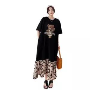 원피스 롱 여름 패치 페이퍼맨 빅사이즈 쉬폰 밑단 플라워 여자쉬폰원피스 반팔 ible2