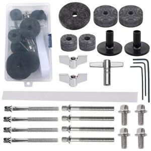 투오렌 드러머 서바이벌 하드웨어 키트 9Pcs 심벌 부품 슬리브 펠트 하이햇 클러치 컵 윙 너트, 12Pcs 드럼 텐션 로드 M6X60 M6X50 M6X15mm, 튜닝 키 1Pcs 스네어 스트랩