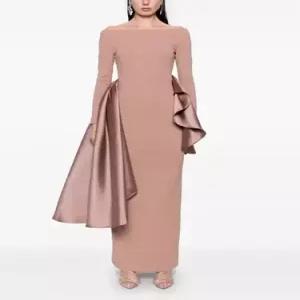 에네로 원피스 핑크 롱 가을 일자 긴팔 어깨 드레스 여성쉬폰원피스 UNO3