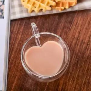 로하티 하트 이중 유리잔 270ml 예쁜 유리컵 유리잔 유리컵
