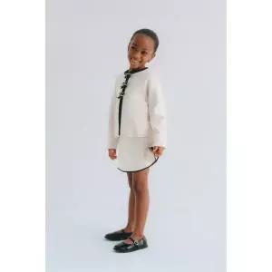 zara 자라 CARDIGAN WITH GINGHAM BOWS - Ecru