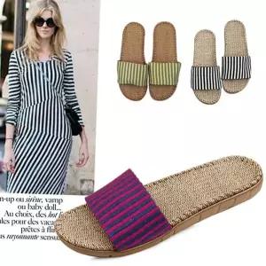 [카미엣뮤즈]kami et muse 컬러 스트라이프 패브릭 슬리퍼_KM16s231-1