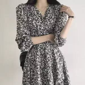 [에이치플러스몰]데일리 원피스 미니 랩 플레어 플라워 로맨틱 슬림원피스