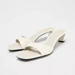  여름 하이힐 오픈토 슬리퍼 여성 샌들 뮬슬리퍼 패션 세련된 편안한 뮬 힐