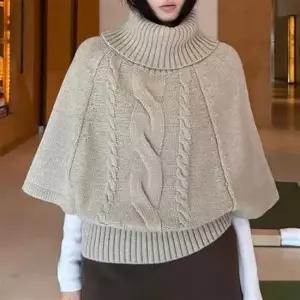 가오리핏 레이어드 니트 꽈배기 케이프 스웨터 티셔츠