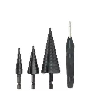 홀가공 스텝드릴비트 확장기리 육각 임팩 블랙 4PCS 홀가공