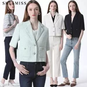 [쉬즈미스][쉬즈미스(SHESMISS)] 투버튼 반팔 트위드 자켓 (택가격 338000원)