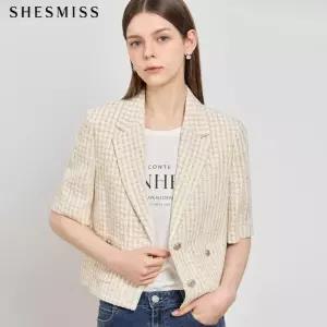 [쉬즈미스][쉬즈미스(SHESMISS)] 프리미엄 에디션 체크 트위드 반팔자켓 (택가격 4080