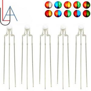 LAUBEI 100PCS 3MM 라운드 투명 렌즈 2 색 일반 양극음극 LED 빨간색  흰색 파란색 노란색 녹색 바이 컬러
