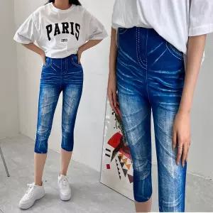 여자 7부 워싱 페이크 데님 청바지 청 레깅스 팬츠 융털레깅스 겨울레깅스