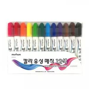 (문화연필) 칼라유성매직 12색 둥근닙 (12개입) 초등학생 중학생