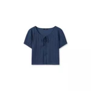 TOPTEN 여성 리넨블렌드 스카시 리본 가디건 반팔_MSG3EC2202 626797