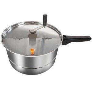 팝콘 냄비 팝콘제조기 가스 스텐레스 메이커 타입 가정용 가스 한손 한손 모델 싱글 스테인리스 조리 타입 즉석 타입 가스 가스 스텐레스 스틸 한손 핸들 스텐레스