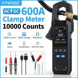 FNIRSI DMC-100 10000 카운트 DC AC 전류 USB 충전식 클램프 미터 디지털 멀티 600A 측정 NCV 도구