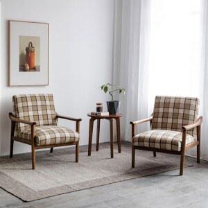 가죽 암체어 안락의자 디자인소파 원목테이블 가구 연한체크카고 카페 흔들의자 북유럽 1인레트로 편한 YB 스윙
