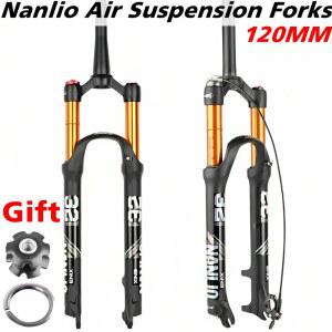Nanlio 에어 서스펜션 포크 X5 120MM 솔로 MTB 자전거 포크 26 27 5 29 스트레이트/테이퍼 튜브 마그네슘 합금