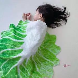 얇은이불 85x85cm 냉감 여름 미니 쿨이불 쿨링 낮잠 극세사 귀여운 배추담요tuv102