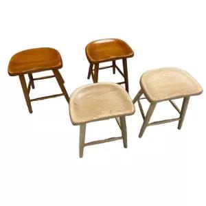 원목 스툴의자 등받이없는 가죽 등받이없는의자 쿠션 낮은 화장대 동그란 빈티지 의자 미니