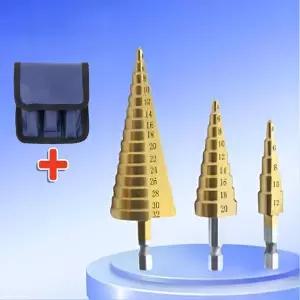 WL 스텝 드릴 비트 세트 파우치 포함 목공 기리 천공 타공 드릴비트