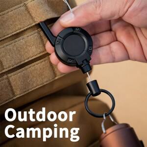 야외용 리트랙터블 키체인  헤비 듀티 풀 릴 카라비너 강력한 스틸 와이어 로프 버클 키링