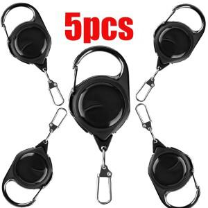 수축식 헤비 듀티 풀 릴 카라비너 강력한 강스틸 와이어 로프 버클 스프링 키링 아웃도어 스포츠용 키체인