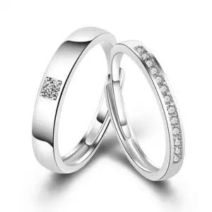 [행복사이소] 모던 심플 일자 지르코니아 S925 실버 커플링 쌍반지