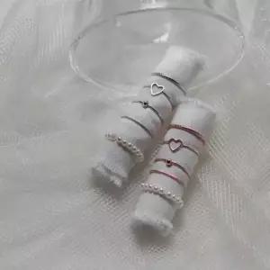 5pcs 진주 하트 반지세트 여성 매력 있는 예쁜 링세트 패션반지 세트링 애끼반지