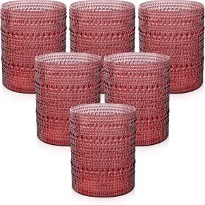18PCS 플라스틱 호버나일 음용 안경 - 14온스 버건디 빈티지 혼합 음료 세트 맥주 위스키 주스 칵테일 와인