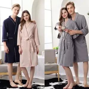 [RIZPICK]와플 샤워가운 목욕가운 나이트가운 호텔식 커플로브 나이트가운