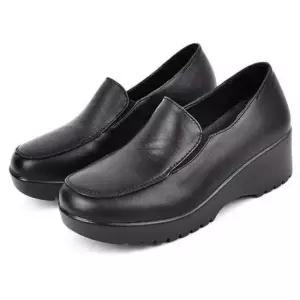 가죽슬립온 여성 웨지 통굽 키높이 슬립온 스니커즈 컴포트화