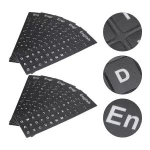 10pcs 키보드 스티커 검정색 배경 흰색 글자 범용 노트북 데스크탑 다국어 교체 스킨 잔여워터 없음