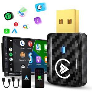 MSXTLY 2in1 카플레이 무선 어댑터 안드로이드 오토 어댑터, 미니 USB 스몰 동글 패스트 커넥트, 카 플레이 플러그, iOS 및 11+용, OEM 유선 자동차 모델 201