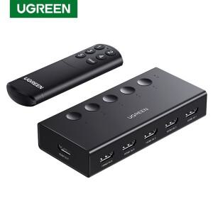 UGREEN HDMI 스위치 5 in 1 4K 60Hz 리모컨 포함 5포트 셀렉터 3D HDR CEC HDCP 2.2 지원 PS5 Xbox TV 프로