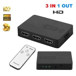 3포트 HDMI 호환 스위치 3x1 1080P HD 스위처 셀렉터 3입력 1출력 어댑터 IR 리모컨 포함 PC 노트북 PS4 DV
