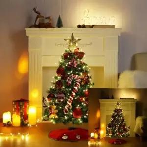 ( )90cm 뉴리얼 솔잎 혼합 트리 풀세트 전구포함 사무실크리스마스 크리스마스용품 크리스마스홈파티