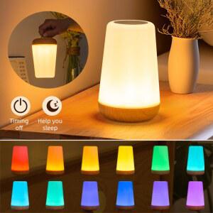 USB 터치 컨트롤 LED 무드등 13가지 색상 변환 가능 침실 캠핑 리모컨 침대 협탁 램프