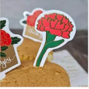 ( )데코픽 선물 어버이날 스승의날 어린이집 5매 카네이션 토퍼 꽃 꾸미기 부모님 포장 케이크