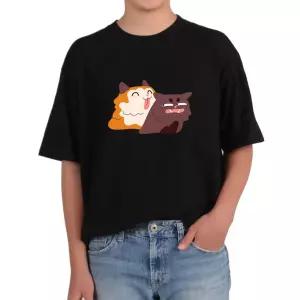 오버핏 반팔티 고양이커플 나만 좋아해 Cat couple 으아악 얘 이상해 왜 나만 따라와