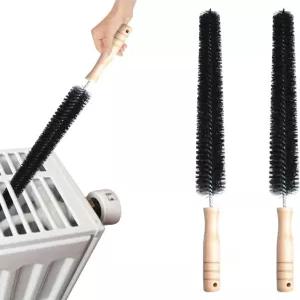 라디에이터 브러시 2팩 건조기 클리너 통풍구 길이 40cm 플렉시블 파이프 냉장고 코일 나무 손잡이가 있는