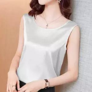 [라일리여성의류] Rly 여성 여름 나시 민소매 블라우스 새틴 슬리브리스